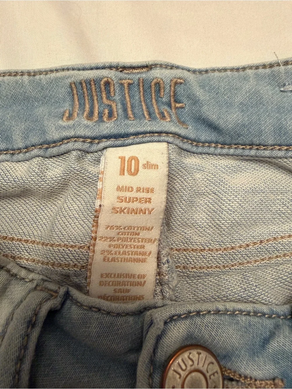 Justice Light Blue Skinny Jeans for Women